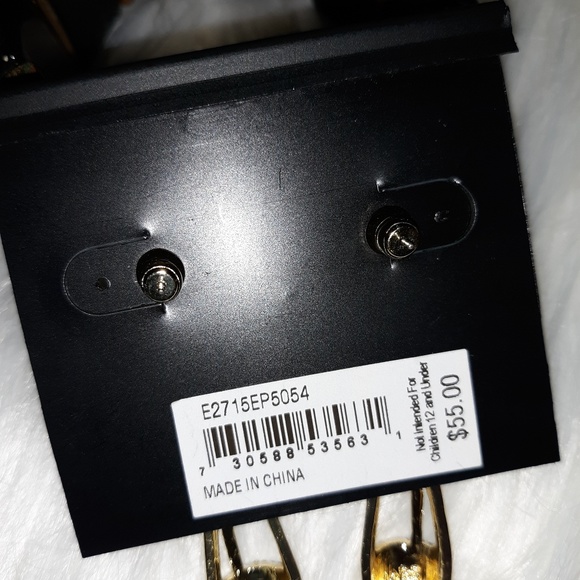 NWT ABS By Allen Schwartz Drop Earrings Gold&Black - Picture 3 of 4